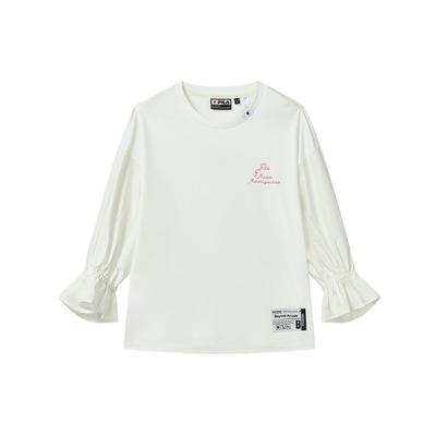 X MIHARA YASUHIRO Logo Loose Simple Casual Round Neck Long Sleeve T-Shirt Women Tops Coconut-White F11W233106F-IV