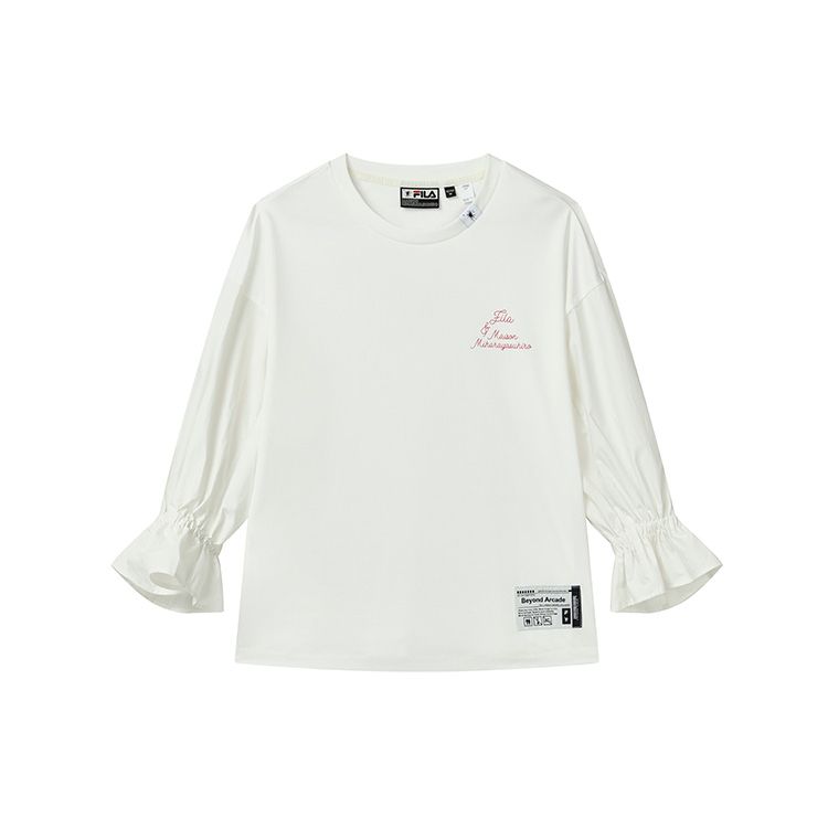 

FILA X MIHARA YASUHIRO Logo Loose Simple Casual Round Neck Long Sleeve T-Shirt Women Tops Coconut-White F11W233106F-IV XL