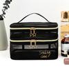 1Pc Double Layer Black Mesh Makeup Case Organizer Storage Pouch Casual Zipper Toiletry Wash Bags Women Travel Cosmetic Bag