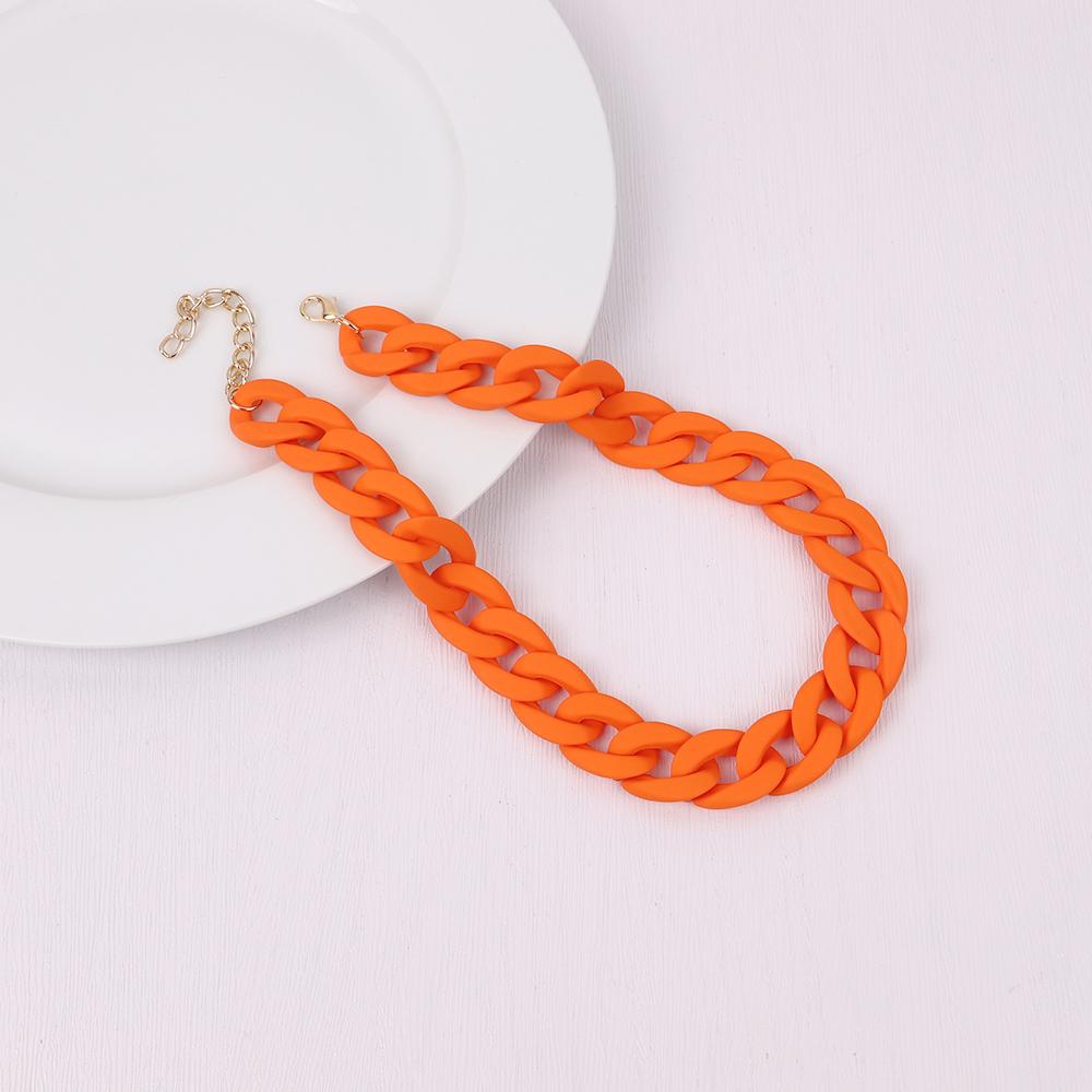 Statement Matte Colorful Chunky Acrylic Chain Necklace For Women Boho Resin Wide Chain Collar Choker Necklaces Pendant Jewelry