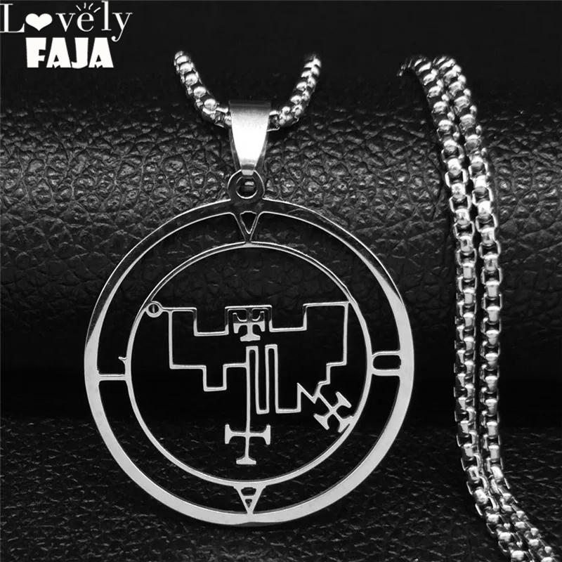 Demon Seal Stainless Steel Necklace Chain Silver Color Satan VUAL Necklaces Pendants Women/Men Jewelry gargantilha N7017S03