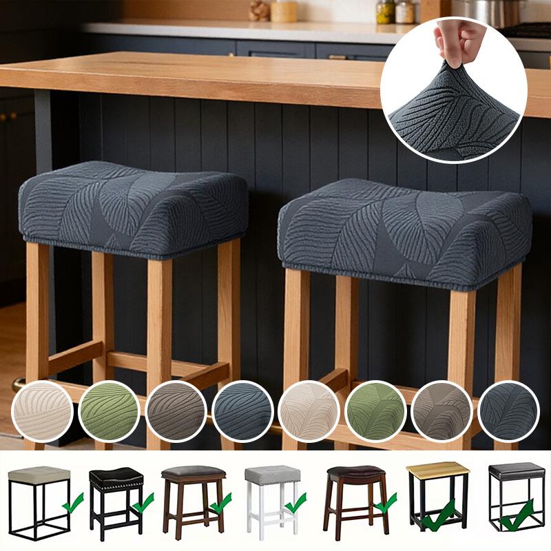 Jacquard Bar Stool Cover Removable Square Counter Height Stool Slipcover Stretch Bar Chair Seat Protector for Home Kitchen Pub