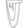 Trendy Hip-Hop Star Cross Brooch: Women's Stylish Lapel Pin with Chain & Unique Personality