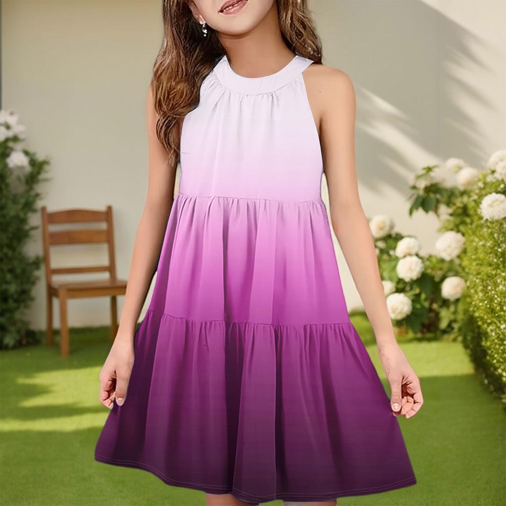 Children's Summer Casual Fashion Round Neck Sleeveless  Dress