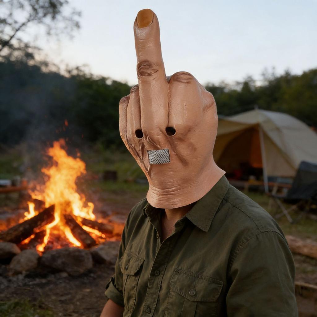 Popular Middle Finger Latex Mask, Funny Headgear, Customizable with Label, Quality Inspection Included