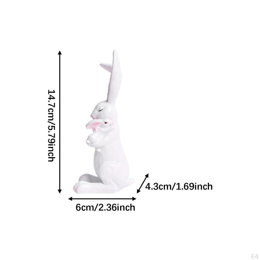 Mom Figurine Adorable Bunny Statue Tabletop Ornament Easter Cute Decorations Resin for Desk Living
