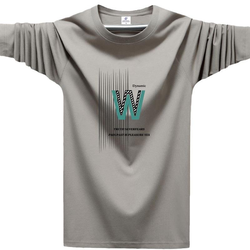 Men's Solid Color Xinjiang Cotton Long-Sleeve Heavyweight T-Shirt for Autumn