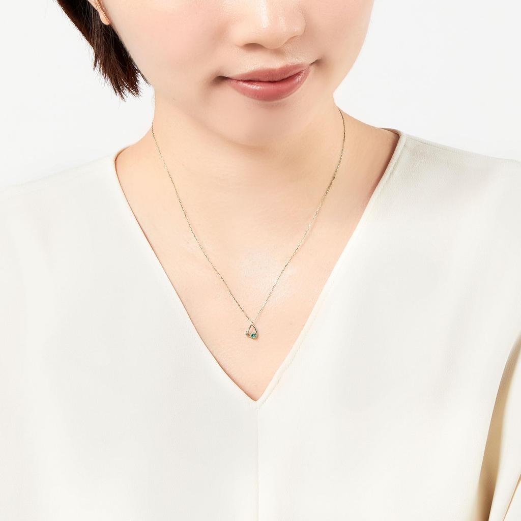 Vendome Aoyama May Birthstone Yellow Gold K10 AJVN147440EM [Official] Necklace, Emerald,