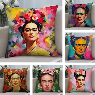 F-Fridas Painting Art Pillow Case Plush Fabric Soft  Pillowcase Double Sided Print Cushion Cover Household Gifts