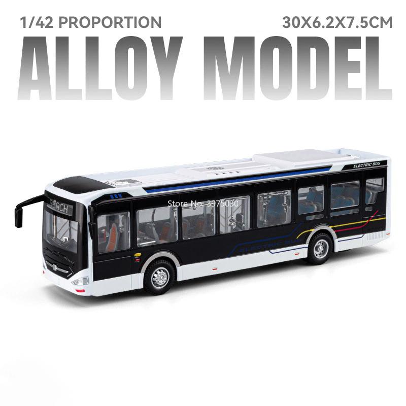 1:42 Neue Energiebus-Modelle Autos Spielzeug Legierung Druckguss Rad Rückzieher Miniatur-Busse Mit Licht Musik Fahrzeug Jungen Pädagogisches Spielzeug