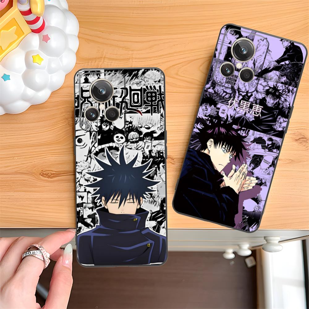 Jujutsu Kaisen Megumi Handyhülle für Realme 15 14 13 12 11 10 9 Pro Plus T i Lite 5G Bunte Druckabdeckung Hübsche Abdeckung