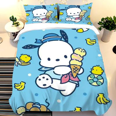 Pochacco Bedding Set 3D Children'S Bedding Set 3-Piece 1 Quilt Duvet Cover King Size Twin Covers Children Printed 100% Polyester