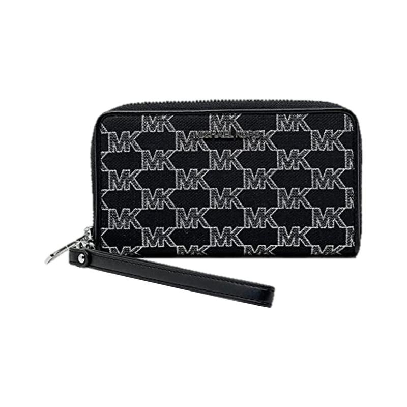 MICHAEL KORS Jet Set Travel Allover Printed Jacquard and Leather Wallet Large Women s Black чёрный