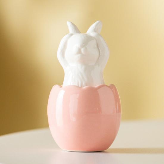3 Stück Oster-Zerbrochenes-Ei-Kaninchen-Figur Nichts Sehen Nichts Hören Nichts Sprechen Hase Keramikstatue Feiertagsparty Schreibtischdekoration Schmuck