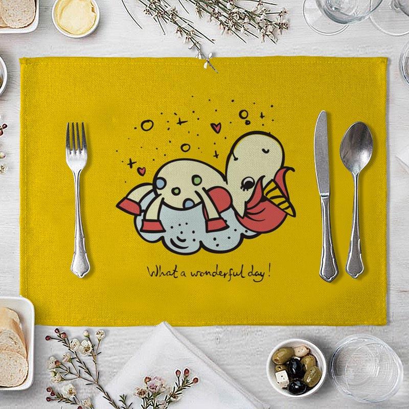 Cotton Linen Fabric Table Mats Children's Cute Animal Style Pattern 01 Placemat Family Dinner Tableware Kitchen Table Mat