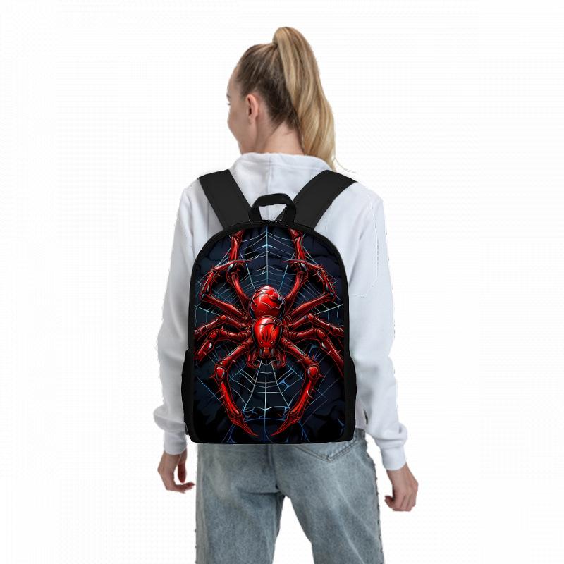 3D Spider Printed Children School Bag 3PCS Set Backpack with Meal Bag and Pencil Case for Boys Girls