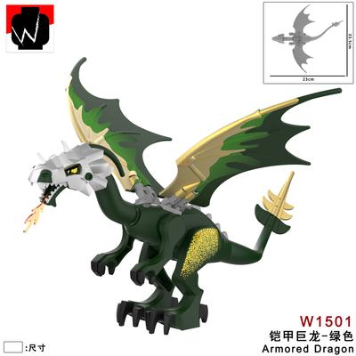 Armored Dragon Building Blocks Toy for Kids Compatible Construction Set Large Flying Dragon Model with Movable Wings and Fire Effect