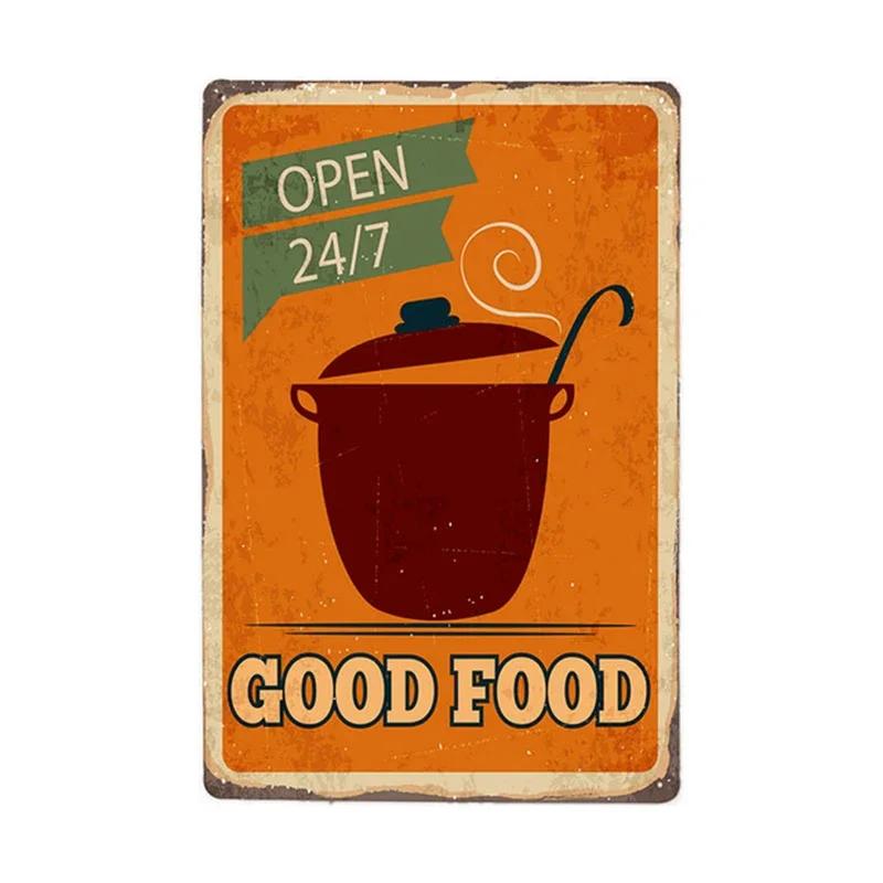 Fried Chicken,Cake,Cheese, Beef Steak Metal Tin Sign Vintage Plate Plaque Iron Painting Pin Up Wall Decor For Restaurant Kitc
