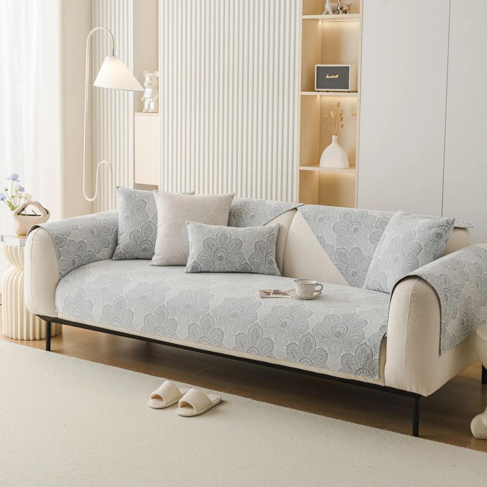 Классический жаккардовый чехол для дивана — фото 9