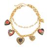 Floral Enamel Necklace Metal Chain Bohemian Collarbone Chain Fashion Multi Layer Choker  Gift