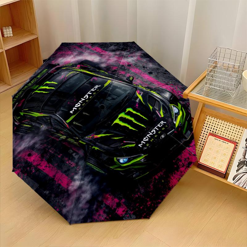 Stampa Monster Energy 8?Ombrello Pieghevole Automatico con Stecche Resistente al Vento Leggero per Viaggi all'Aperto