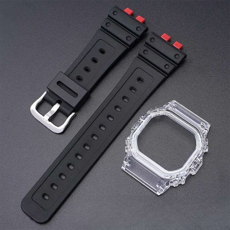 Replacement Transparent Resin Strap+PC Bezel for Small Cube Gold Bricks For  Casio G-Shock GMW-B5000 Watch Band