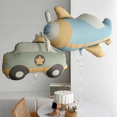 Niedlicher matter, gefrosteter Auto-, Flugzeug-, Bären-, Regenbogen-Aluminiumfolienballon, Kindergeburtstags- und erster Geburtstagsballon-Dekoration