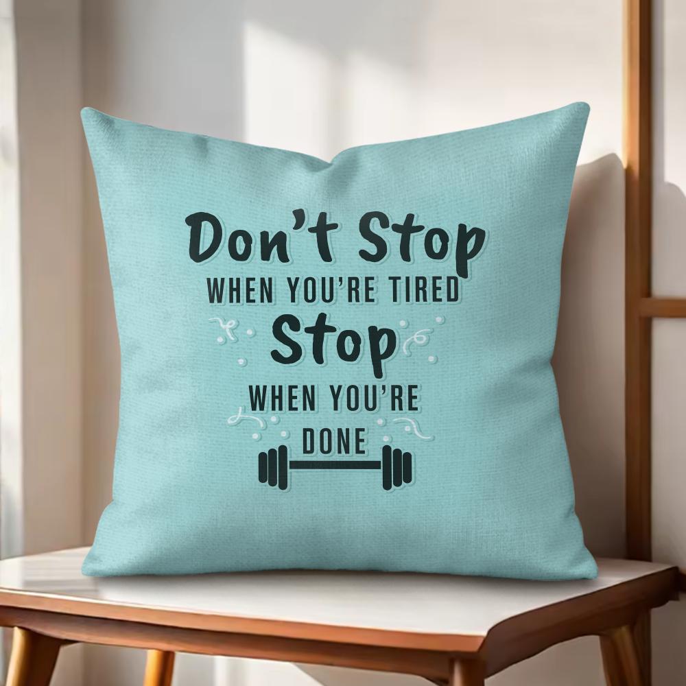 

No Pain No Gain Cushion Cover Natural Linen Organic Fabric DoubleSided Printing Couch Pillow Covers Home Decor 30x30cm