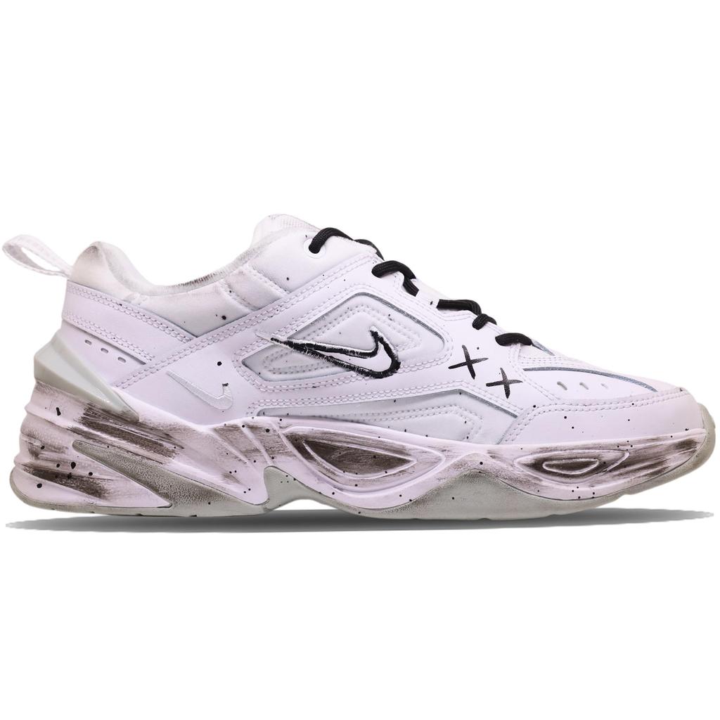 Nike M2K Tekno Tessuto Resistente all'Abrasione Scarpe da Ginnastica Basse Chunky da Uomo Bianche AV4789-101(TeamF-)