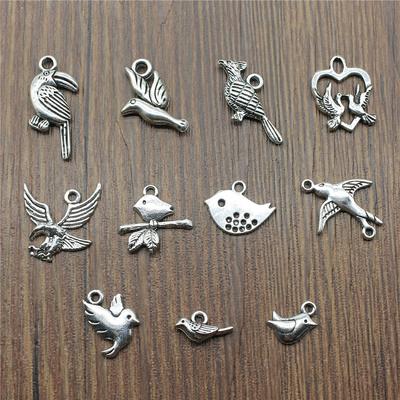20pcs Charms Bird Antique Silver Color Cute Bird Charms Jewelry Findings DIY Small Bird Charms Wholesale