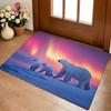 Polar Bear With Northern Lights Floor Mat Cozy Flannel Soft Thick Non-Slip Mat For Living Room Bedroom Kitchen Decor Rugs
