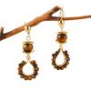 Autumn and winter geometric Maillard natural tiger's eye stone temperament beaded earrings retro style earrings high-end stud earrings