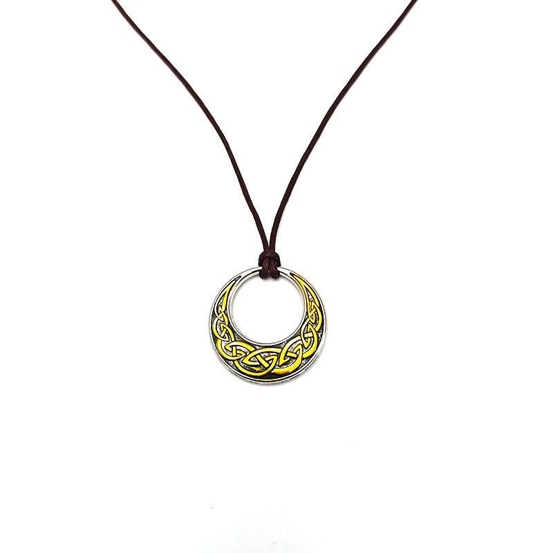 Celtic Knot Leather Necklace Brown Leather Rope Adjustable Design Suitable Retro workwear Style Wearing Commuting Out of Street