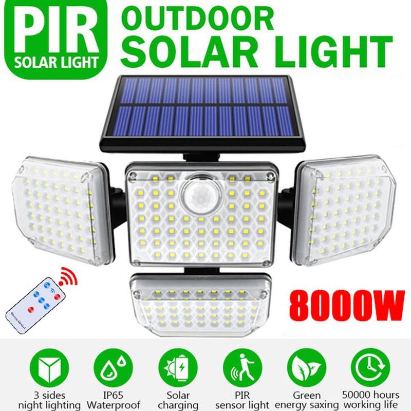 182/50 LED Wall Lamp with Adjustable 4 Heads Security Flood Light Remote Control Lighting IP65 Waterproof with 3 Working Modes