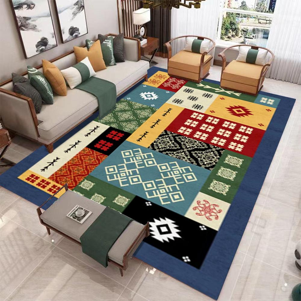 Colorful Diamond Circle Pattern Living Room Carpet Non Slip Large Rug Geometric Abstract Design Modern Home Decor Floor Mat