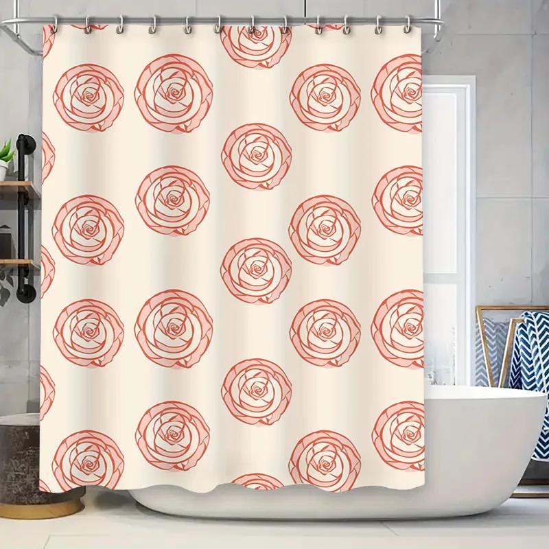 

Red Rose Shower Curtain Fabric Waterproof Home Decor Bathroom Decoration With Rod Pocket W60H190(CM)-1 Pcs