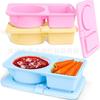 3 Stück Silikon-Snackbehälter mit 2 Fächern, Mini-Lebensmittel-Snackbox, Multifunktionale Lebensmittelaufbewahrungsbehälter für Schule und Arbeit