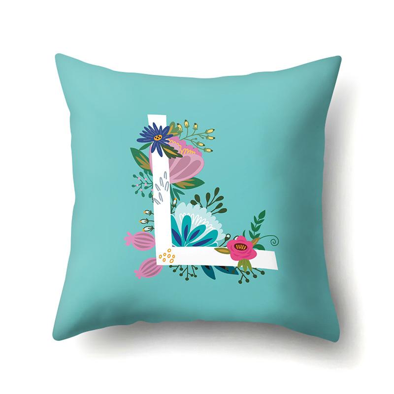 Polyester Pillowcase Flowers Fresh Home Decoration Print Pillowcase 26 English Letter Cushion Cover
