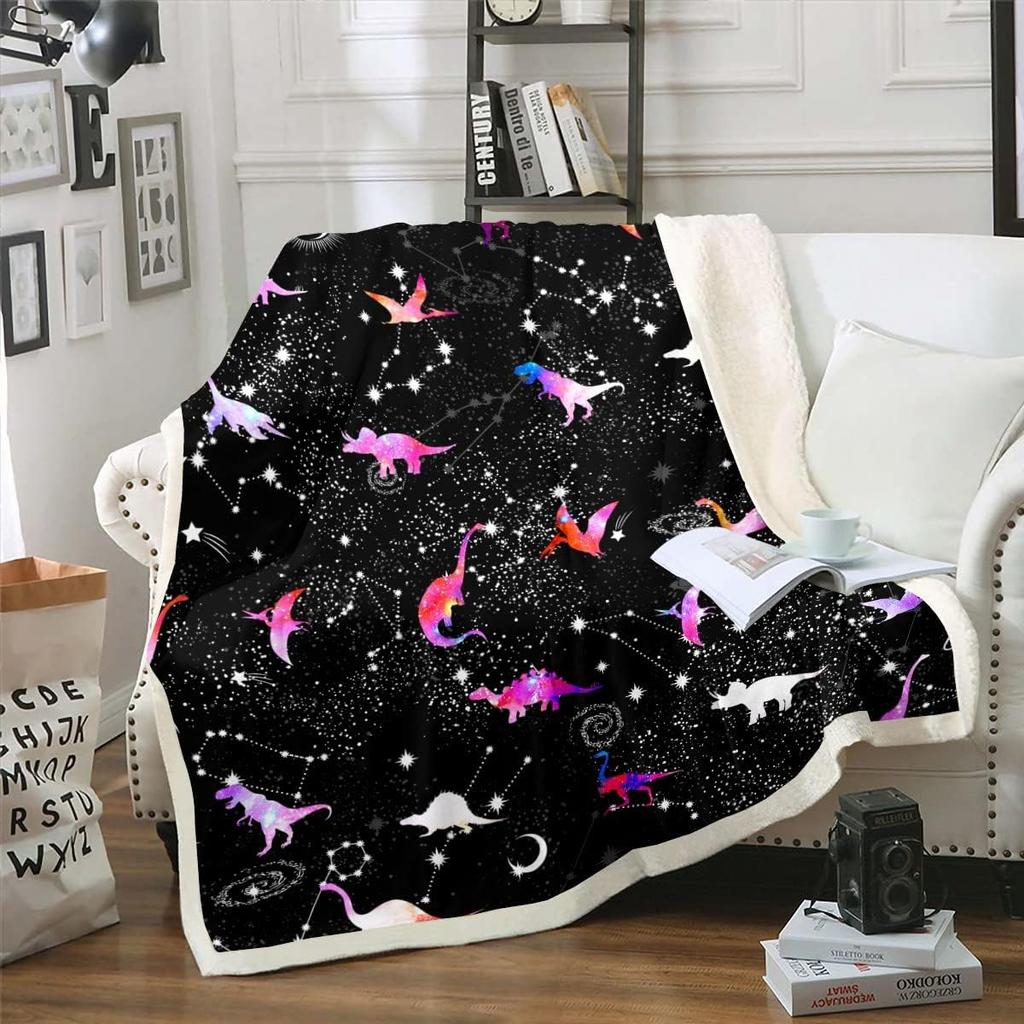 Colorful Dinosaur Blanket Soft Fleece Throw Kids Room Decor Baby Gift Cartoon Animal Design Home Decoration