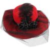 Roter Netz-Fascinator Partyhut mit Schleier, Elegantes Teeparty-Kopfschmuck für Damen, Hochzeits-Haarschmuck, Leichter Hut für Besondere Anlässe