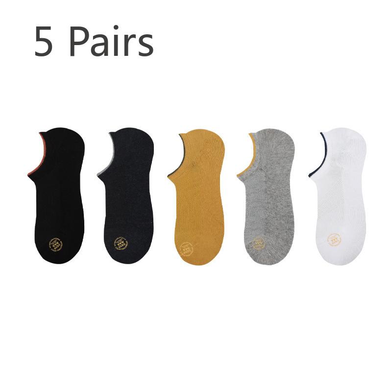 5 Pairs of Boat Socks Men's 3A Antibacterial Thin Socks Men's Summer Mesh Breathable Thin Shallow Mouth Anti-odour Invisible Socks