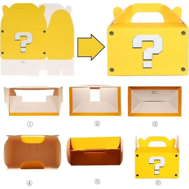 10-80PCS Yellow Question Mark Candy Box with Handle Wedding Favor Gift Box Fold Bread Packaging Bag Birthday Party Decoration