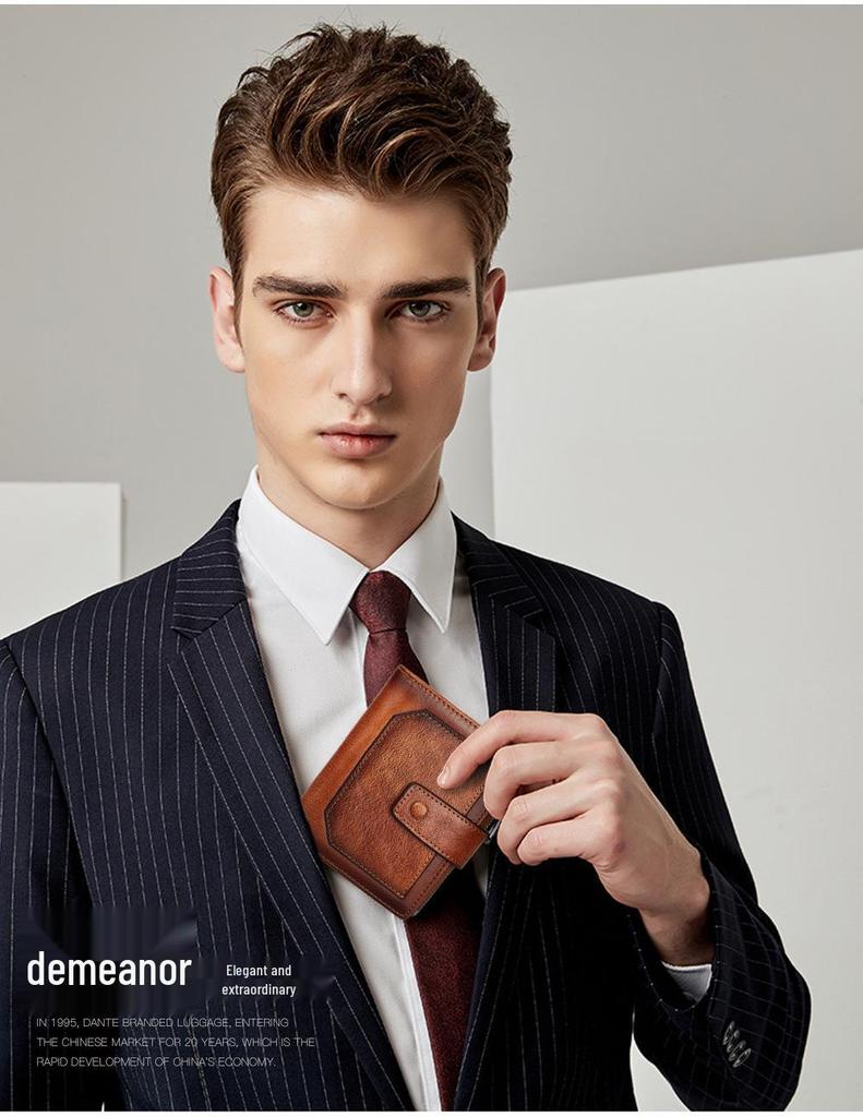 Męski Portfel z Prawdziwej Skóry z Zamkiem Błyskawicznym, Chroniący przed Kradzieżą i RFID