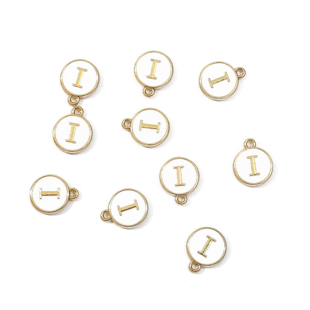 10Pcs 12x2.5mm Alphabet Double Face Charms Pendant Beads for Jewelry DIY Findings
