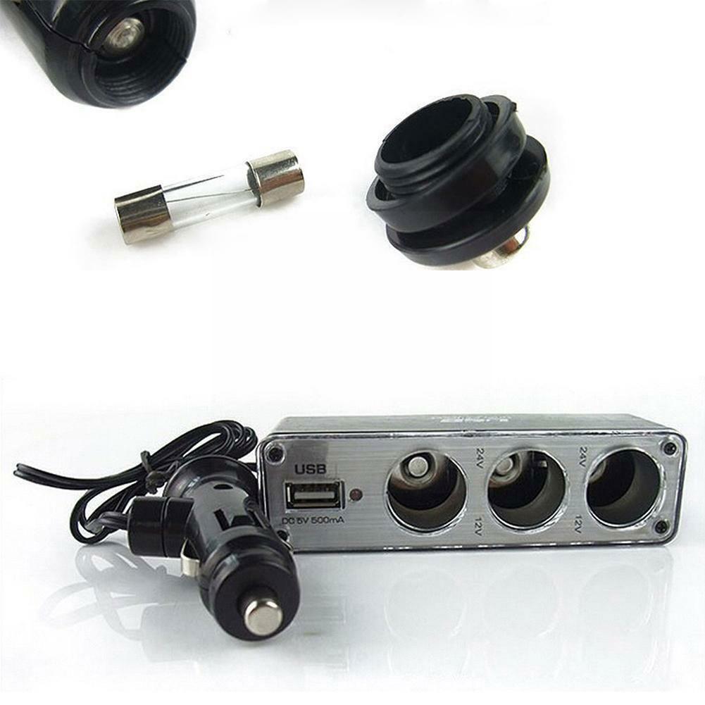 3 Way Multi Socket Car Cigarette Lighter Splitter USB USB Adapter 12V/24V BX Plug With DC Port Triple Charger F7U9