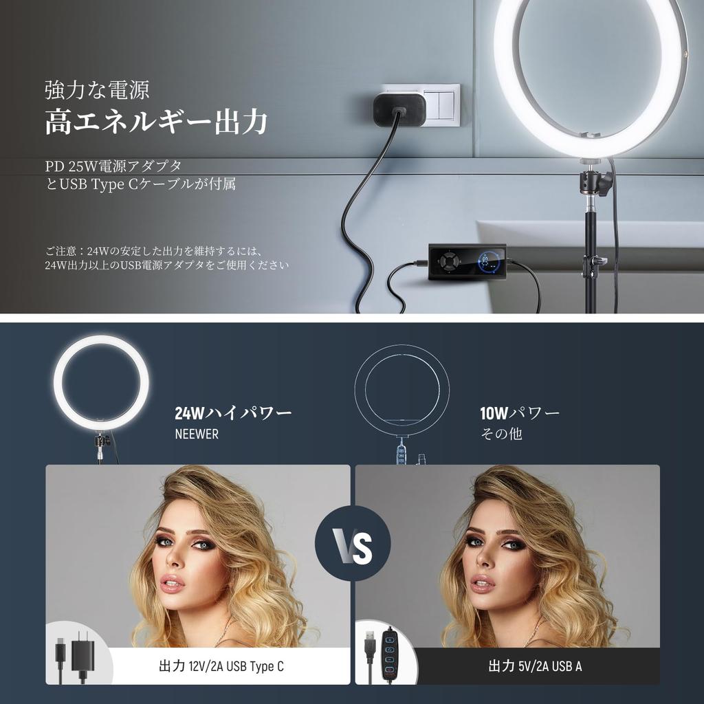 NEEWER 12 Inch LED Ring Light for Smartphone with 180cm Stand Video Light Actress Light 24W Bicolor USB Type C PD Input 12 Scene Effects for Shooting