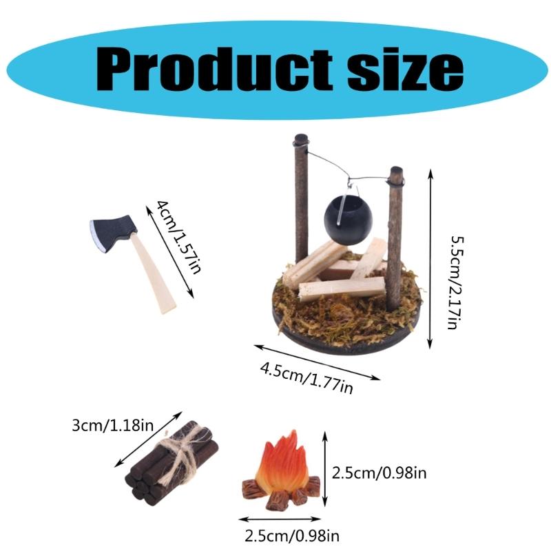 Model Hanging Cauldron Dollhouses Cauldron 1:12 Scale Realistic Cookware Hanging Pots Model for Camping Theme