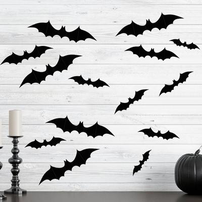 Halloween DIY Flying Bats Stickers Reusable Scary Spider Window Decoration 3D Bats Windows Stickers for Indoor Decor