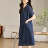 Retro Women's Slimming Short-Sleeve Denim Dress - 2024 Summer Casual Loose Fit