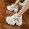 Dad Shoes Girl 2025 Spring New Rhinestone Versatile Casual Shoes Mesh Breathable Sandals Thick Sole Height Increasing Women's Shoes
